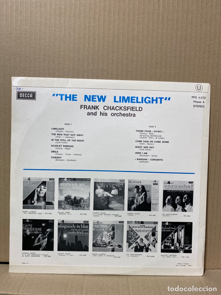 Discos de vinilo: LP LIMELIGHT, FRANK CHACKSFIELD AND HIS ORCHESTRA. - Foto 2
