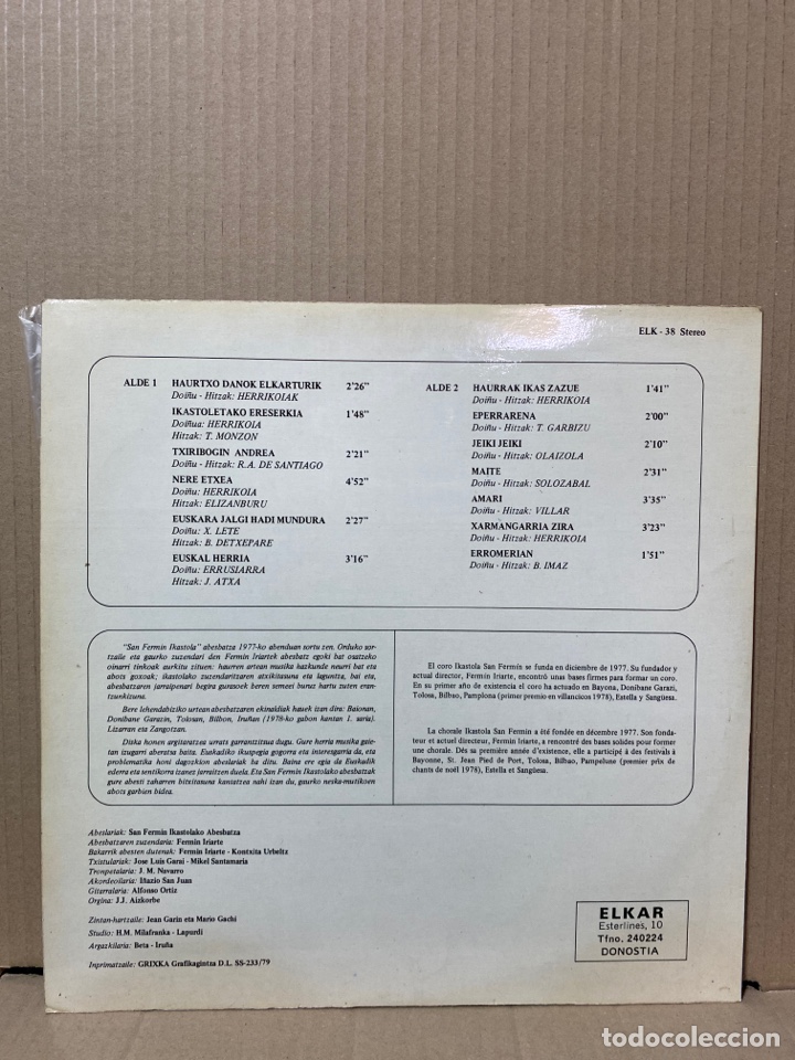 Discos de vinilo: LP SAN FERMIN IKASTOLA ABESBATZA. - Foto 2