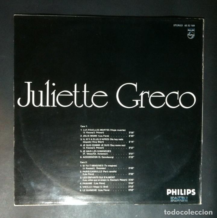 Discos de vinilo: JULIETTE GRECO - Disco De Oro - LP 1973 - PHILIPS - Foto 2