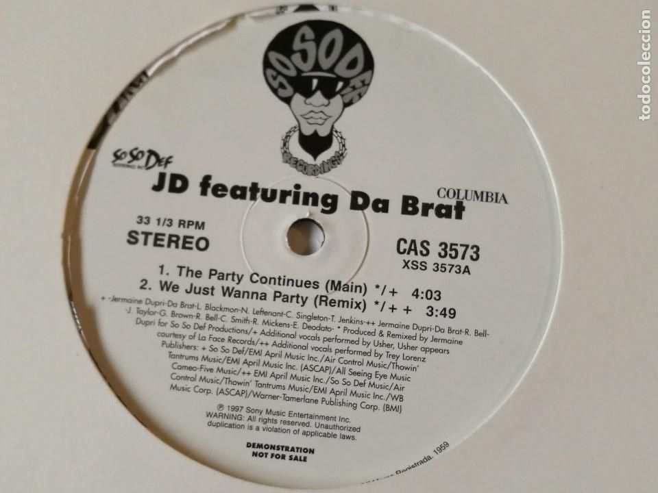 Discos de vinilo: JD Featuring Da Brat - The Party Continues - 1997 - Foto 2