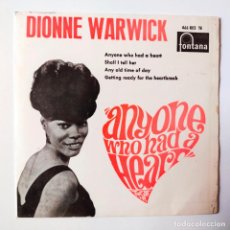 Discos de vinilo: DIONNE WARWICK- ANYONE WHO HAD A HEART- SPAIN EP 1964 + LENGÜETA- VINILO CASI NUEVO.