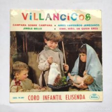 Discos de vinilo: CORO INFANTIL ELISENDA - VILLANCICOS - CAMPANA SOBRE CAMPANA Y OTROS - CUENTO INFANTIL. Lote 325643658