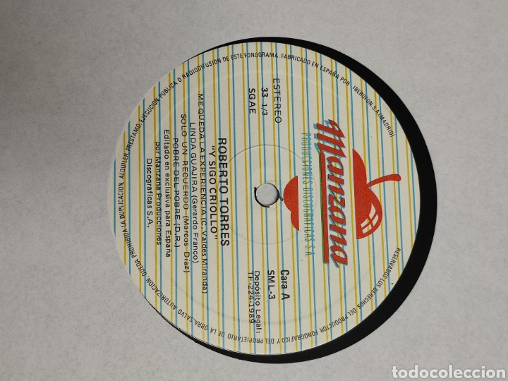 Discos de vinilo: Disco de vinilo LP Roberto Torres Y sigo criollo - Foto 6