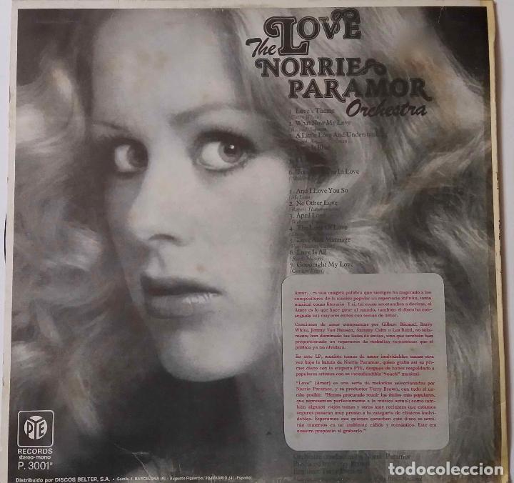 Discos de vinilo: THE NORRIE PARAMOR ORCHESTRA, LOVE. LP ESPA&Ntilde;A - Foto 2