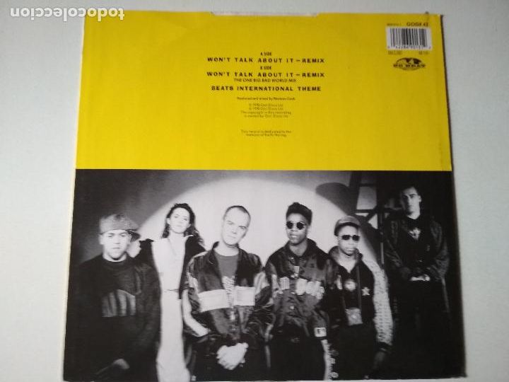 Discos de vinilo: BEATS INTERNATIONAL, WON,T TALK ABOUT IT REMIX - Foto 2
