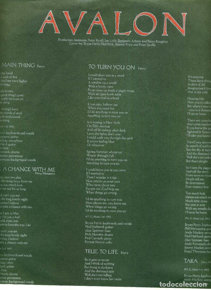 Discos de vinilo: ROXY MUSIC - AVALON - Foto 4