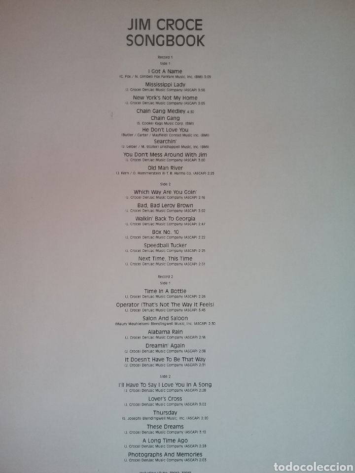 Discos de vinilo: JIM CROCE Doble Lp Compilation 1980 .Commander Records - Foto 2