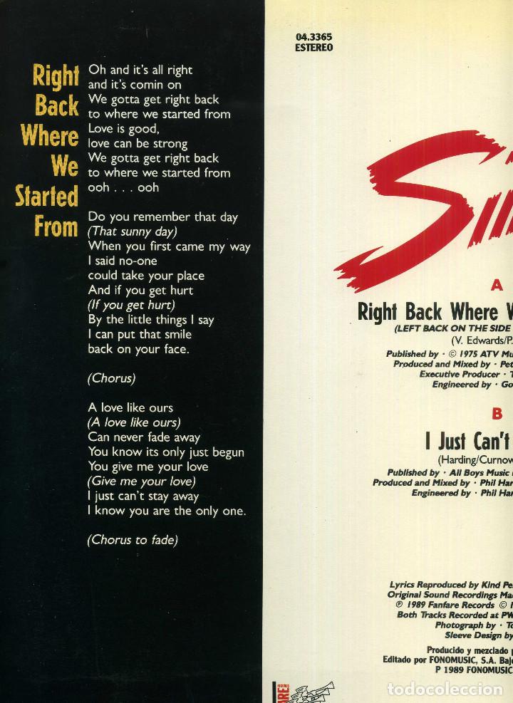 Discos de vinilo: SINITTA - RIGHT BACK WHERE STARTED FROM - Foto 3