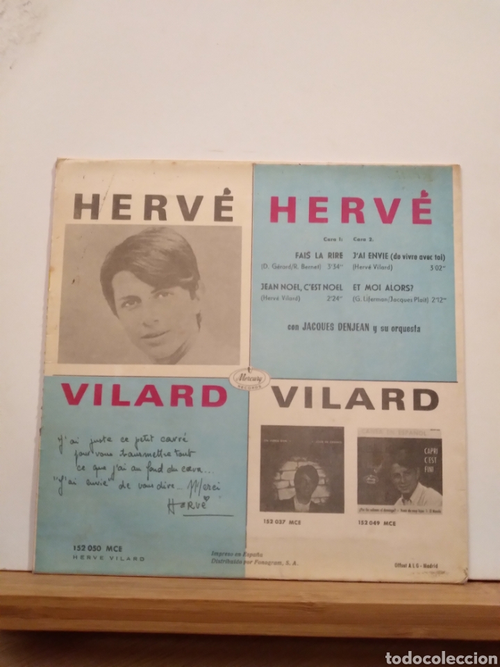Discos de vinilo: HERVE VILARD - FAIS - LA RIRE - ES.66 - Foto 2