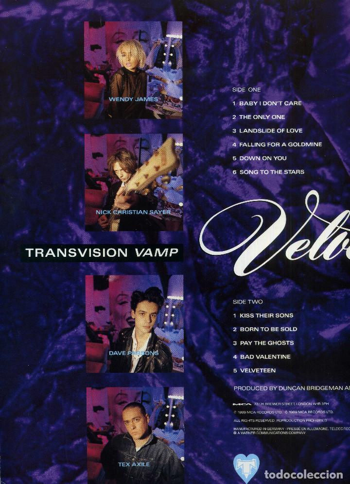 Discos de vinilo: VELVETEEN - TRANSVISION VAMP - Foto 3