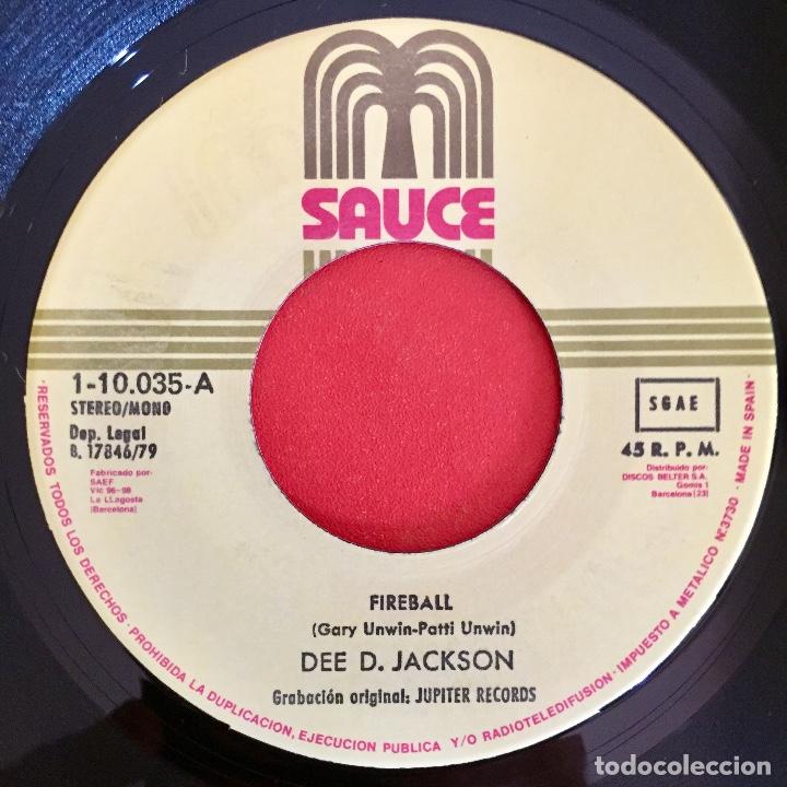 Discos de vinilo: DEE D. JACKSON : FIREBALL / FALLING INTO SPACE [SAUCE - ESP 1979] 7&rdquo; - Foto 3