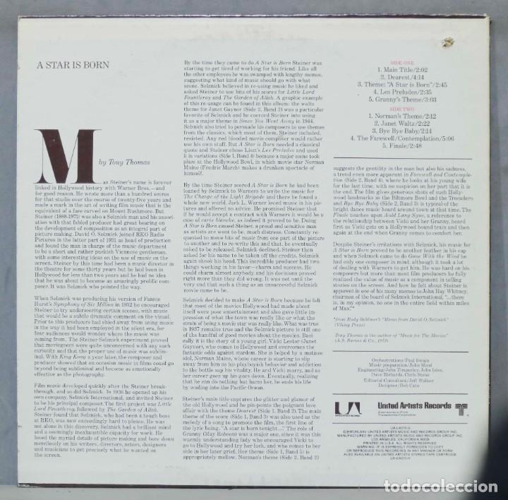 Discos de vinilo: LP. Max Steiner. A Star Is Born - Foto 2