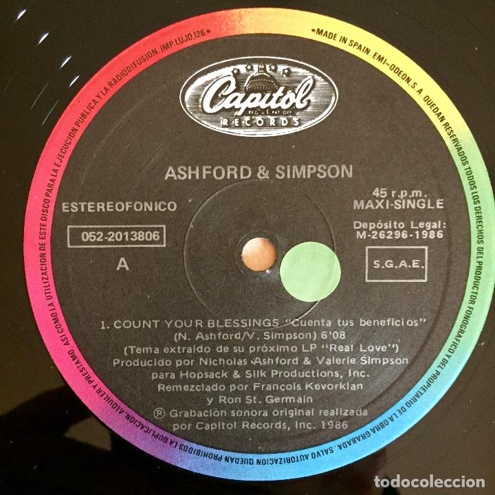 Discos de vinilo: ASHFORD & SIMPSON : COUNT YOUR BLESSINGS / SIDE EFFECT [CAPITOL - ESP 1986] 12&rdquo; - Foto 3