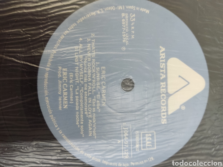 Discos de vinilo: D-343. LP DISCO DE VINILO. ERIC CARMEN. EMI ODEON, A&Ntilde;O 1976 - Foto 3