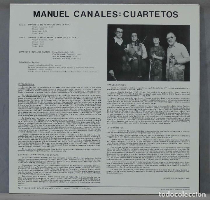 Discos de vinilo: LP. MANUEL CANALES. CUARTETO HISP&Aacute;NICO NUMEN - Foto 2