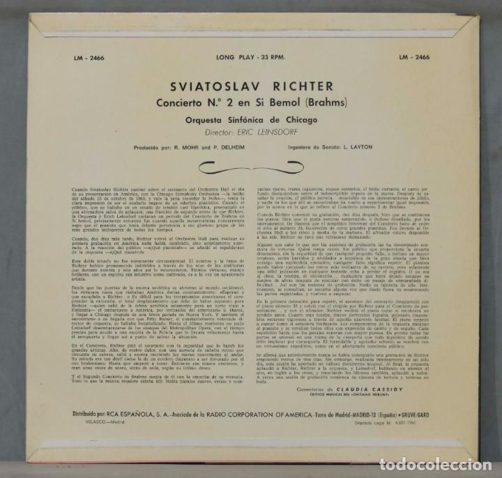 Discos de vinilo: LP. Leinsdorf. Concerto No. 2. BRAHMS. RICHTER - Foto 2