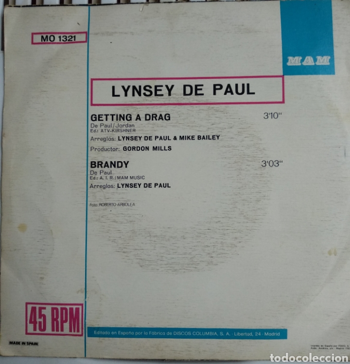 Discos de vinilo: *LINSEY DE PAUL, GETTING A DRAG, SPAIN, MAM, 1973 - Foto 2