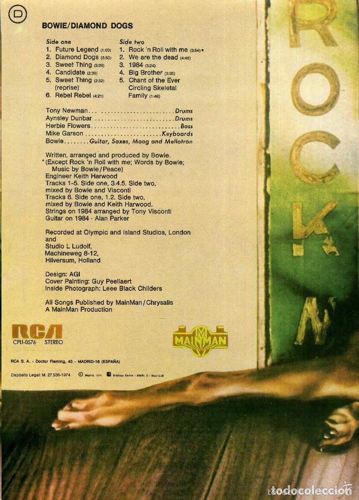 Discos de vinilo: DAVID BOWIE - DIAMOND DOGS - Foto 3