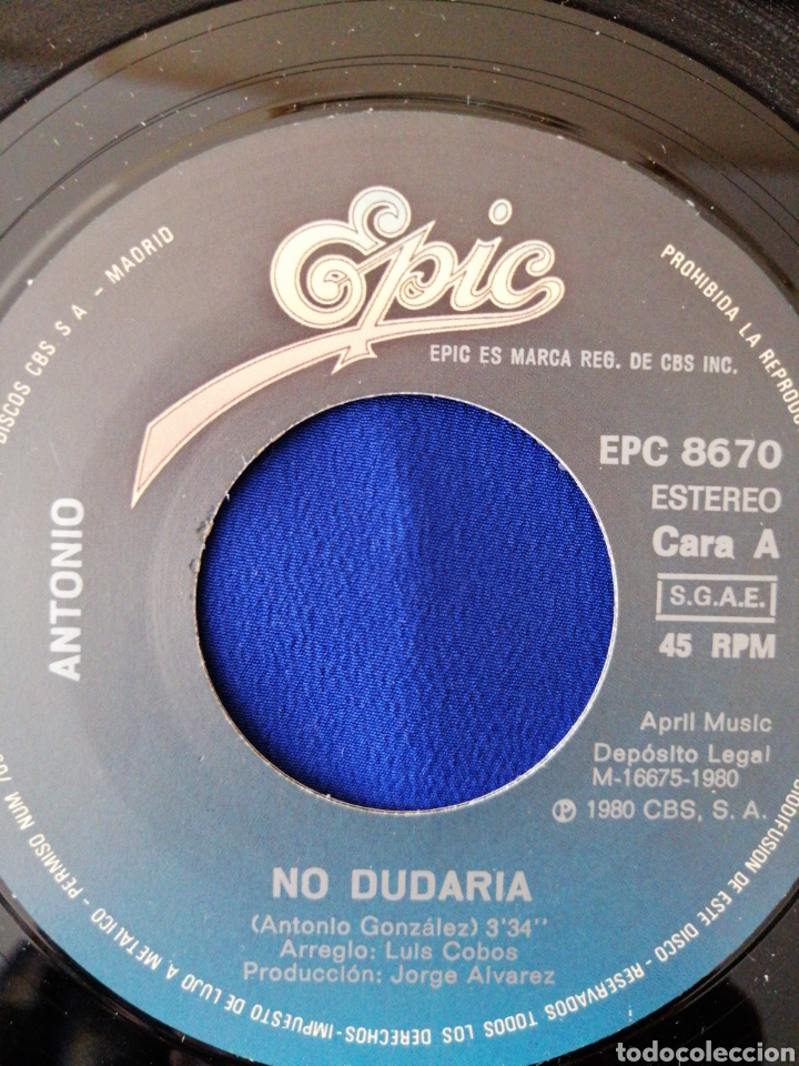 Discos de vinilo: ANTONIO - NO DUDAR&Iacute;A - Foto 5