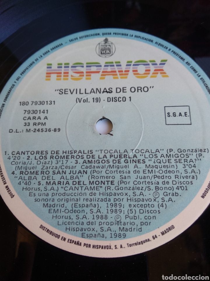 Discos de vinilo: *SEVILLANAS DE ORO, SPAIN, HISPAVOX 1989 - Foto 4