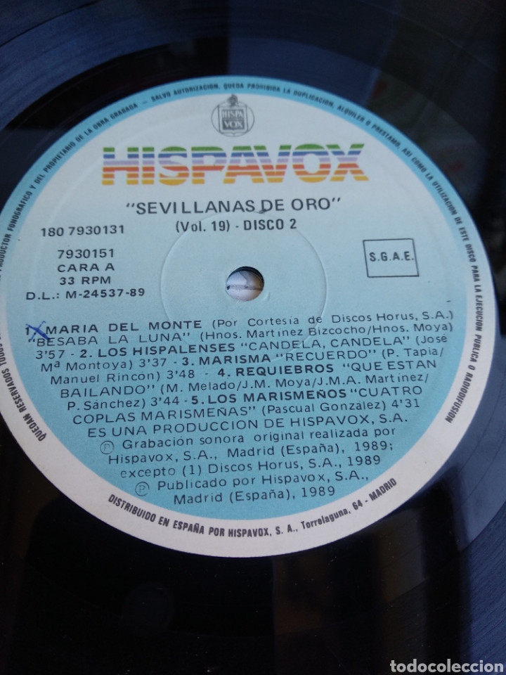 Discos de vinilo: *SEVILLANAS DE ORO, SPAIN, HISPAVOX 1989 - Foto 5