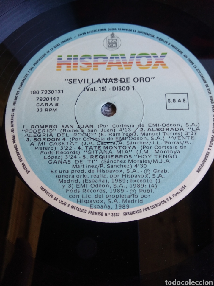 Discos de vinilo: *SEVILLANAS DE ORO, SPAIN, HISPAVOX 1989 - Foto 6