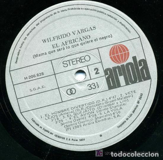 Discos de vinilo: WILFRIDO VARGAS - EL AFRICANO - Foto 2