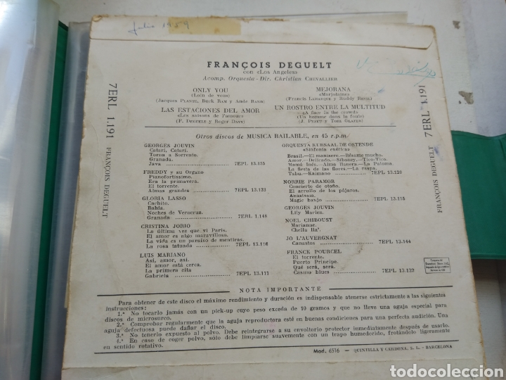 Discos de vinilo: SINGLE FRAN&Ccedil;OIS DEGUELT - Foto 2