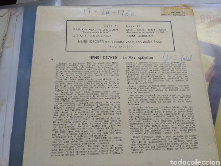 Discos de vinilo: SINGLE HENRI DECKER - Foto 2