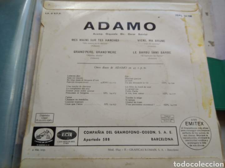 Discos de vinilo: SINGLE ADAMO........... - Foto 2