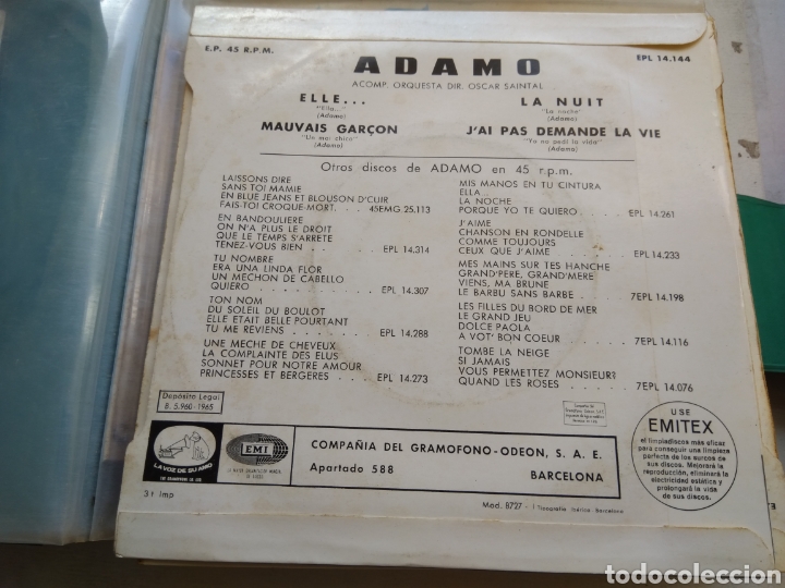 Discos de vinilo: SINGLE ADAMO......... - Foto 2