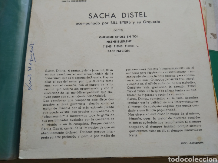 Discos de vinilo: SINGLE SACHA DISTEL.... - Foto 2