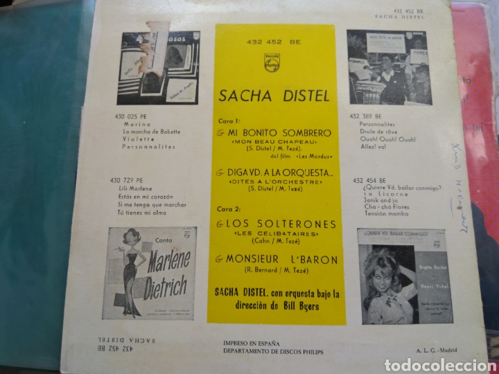 Discos de vinilo: SINGLE SACHA DISTEL - Foto 2