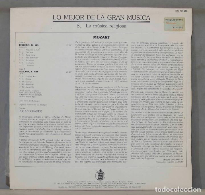 Discos de vinilo: LP. MOZART. REQUIEM K. 626. BADER - Foto 2