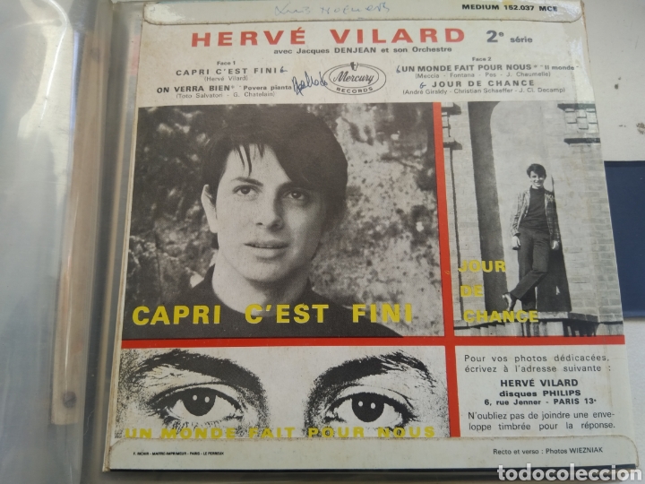Discos de vinilo: SINGLE HERVE VILARD.... - Foto 2