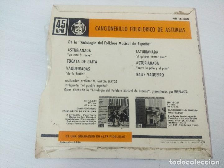 Discos de vinilo: CANCIONERILLO FOLKLORICO DE ASTURIAS/SINGLE. - Foto 3