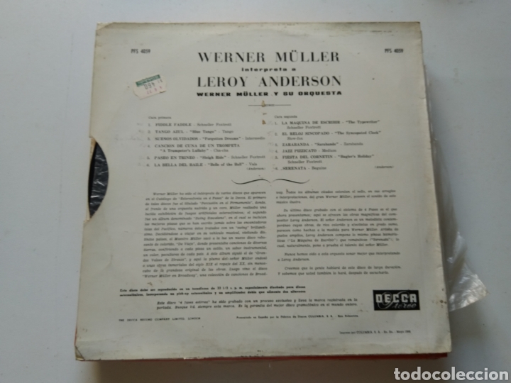 Discos de vinilo: LP WERNER M&Uuml;LLER PLAYS LEROY ANDERSON - Foto 2