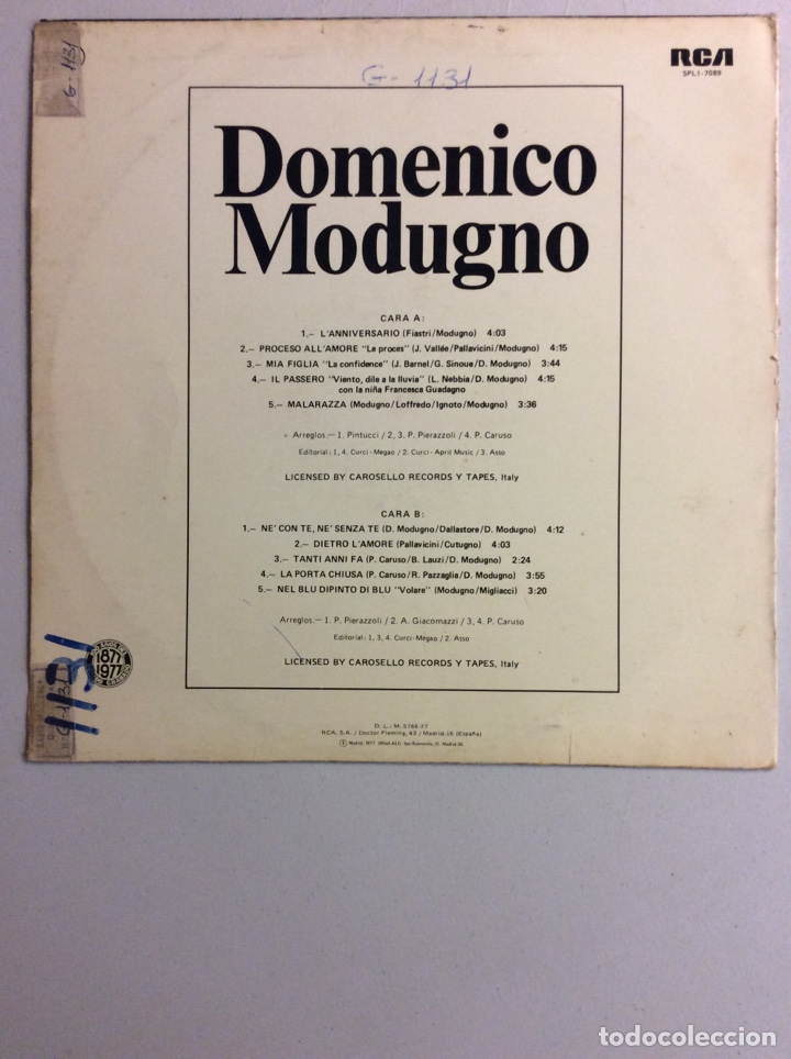 Discos de vinilo: Domenico Modugno. L&rsquo;Anniversario. - Foto 2