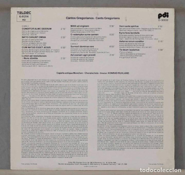 Discos de vinilo: LP. GREGORIAN CHANTS. RUHLAND - Foto 2