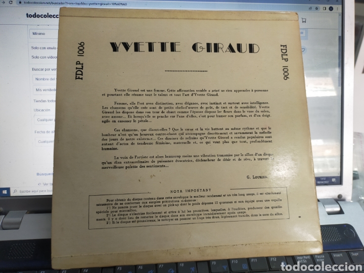 Discos de vinilo: Yvette giraud LP 10 Francia - Foto 2