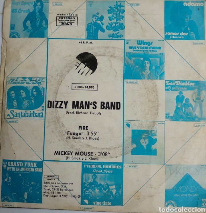 Discos de vinilo: *DIZZY MANS BAND, FIRE, SPAIN, EMI, 1973. LGS.9 - Foto 2
