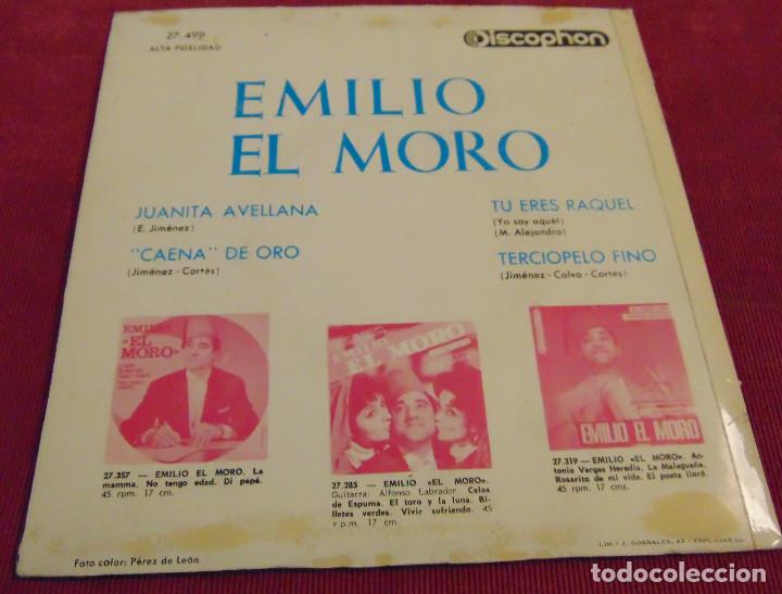 Discos de vinilo: EMILIO EL MORO - TU ERES RAQUEL + 3 - EP 1966 - Foto 2