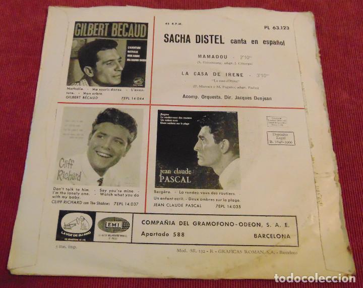 Discos de vinilo: SACHA DISTEL - MAMADOU- SINGLE 1966 - CANTADO EN ESPA&Ntilde;OL - Foto 2