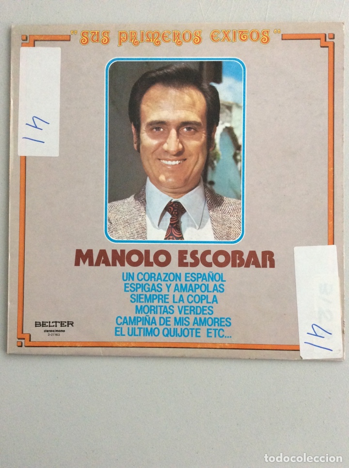 Discos de vinilo: Manolo Escobar. Sus primeros &eacute;xitos. Un coraz&oacute;n espa&ntilde;ol. - Foto 1