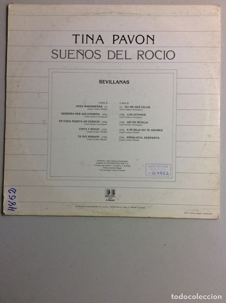 Discos de vinilo: Tina Pavon. Sue&ntilde;os del Rocio. - Foto 2