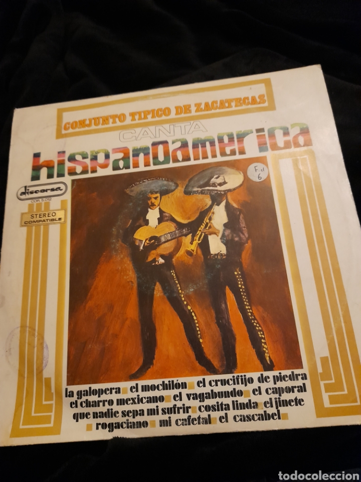 Vinyl records: Vinilo, Conjunto t&iacute;pico de Zacatecas, canta Hispanoamerica