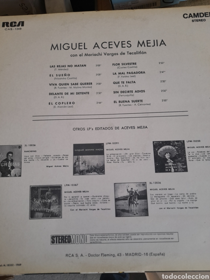 Discos de vinilo: Vinilo de Miguel Aceves Mej&iacute;a - Foto 3