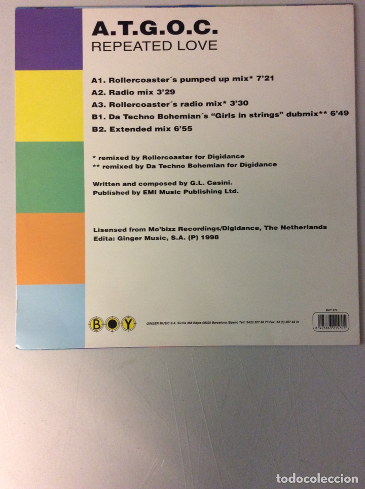 Discos de vinilo: A.T.G.O.C. Repeated love. - Foto 2