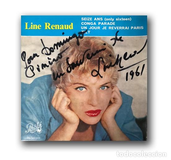 Discos de vinilo: Line Renaud - Sieze Ans - Con firma - Foto 1
