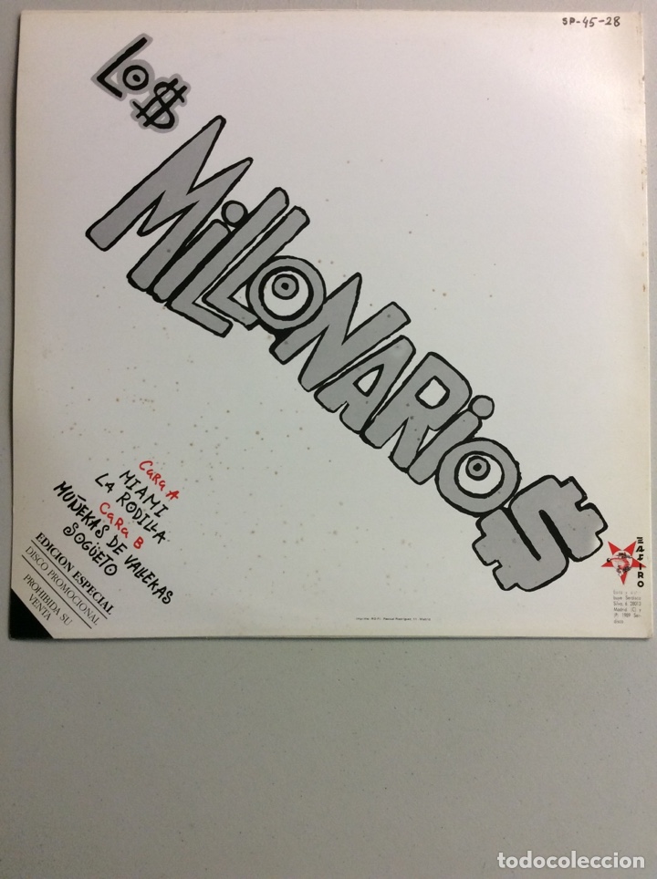 Discos de vinilo: Los Millonarios. Miami. La rodilla. Mu&ntilde;ekas de Vallekas. Sog&uuml;eto. - Foto 2
